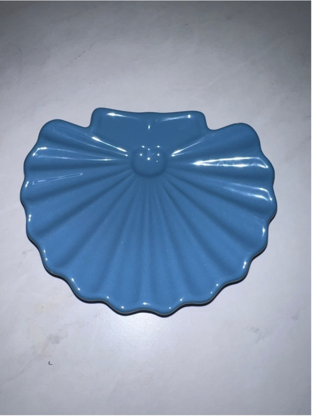 VTG blue Ceramic Seashell Soap Dish One Size